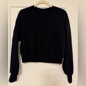 Old Navy SoComfy Crewneck Drop Shoulder Black Cropped Sweatshirt, size XSmall